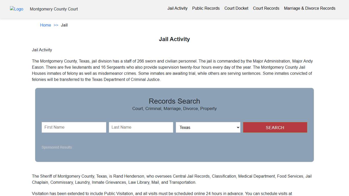 Jail Activity Montgomery County Court